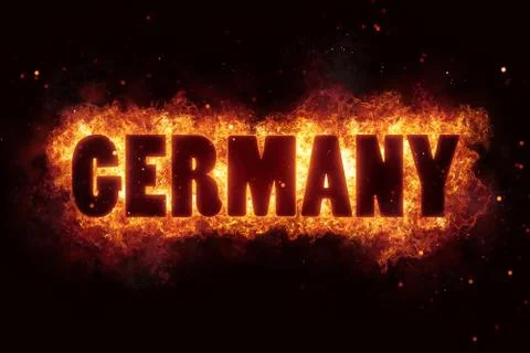 Germany fire text flame flames burn burning hot explosion Stock Illustration