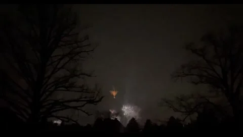 Germany: Fireworks continue past midnight on New Years Eve in Berlin, Ge... Stock Footage 325427645