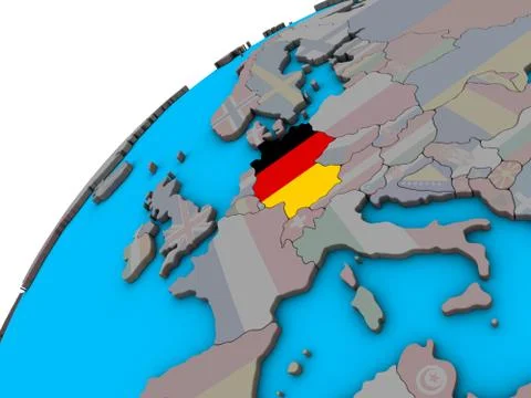 Germany with flag on 3D globe Stock Illustration