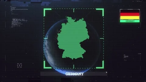 Germany Flag and Map HUD 4K Stock Footage 338410814