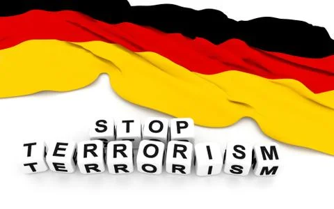Germany flag and write stop terrorism. 3D rendering. 스톡 일러스트