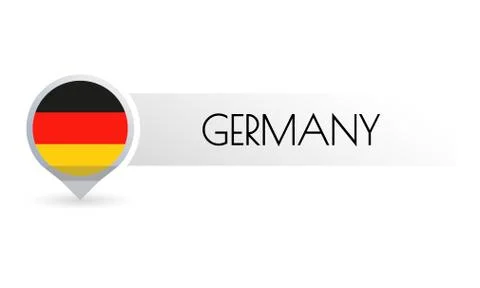 Germany flag. Circle flag button in the map marker shape. German country icon Stock Illustration
