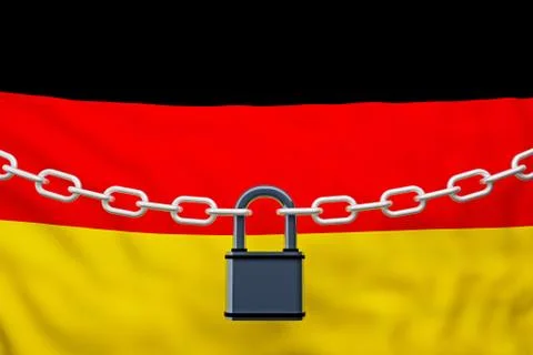 Germany flag closed chain with padlock Stock Illustration