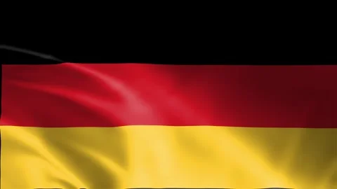 Germany flag cloth waving in wind animation isolated on black background Stock Footage 322116149