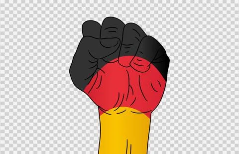 Germany flag colored hand isolated on png or transparent  background, Symbols Stock Illustration