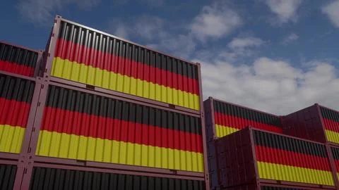 Germany flag containers are located at the container terminal Stock Illustration