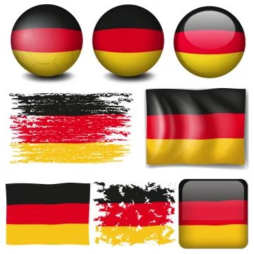 Germany flag on different items Stock Illustration
