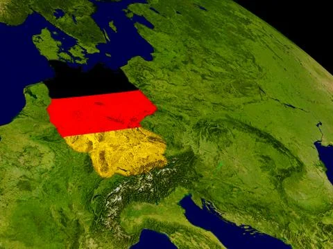 Germany with flag on Earth Illustrazione stock