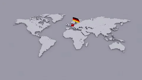 Germany Flag On Extruded World Map Stock Footage 346289952