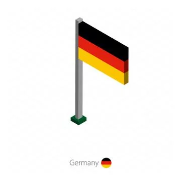 Germany Flag on Flagpole in Isometric dimension. Stock Illustration