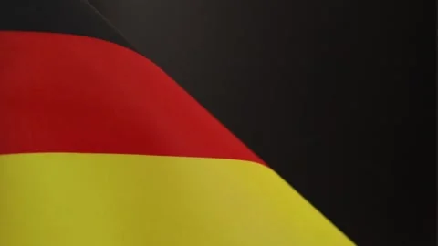 Germany flag flutters on a black background, close up Stock Footage 278321061