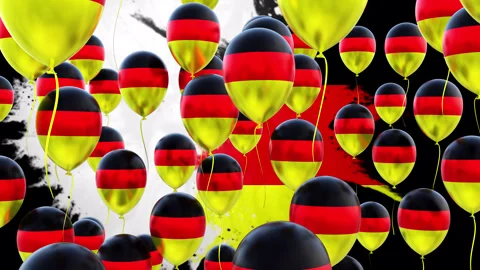 Germany Flag On The Flying Balloons With Background Stock Footage 314645093