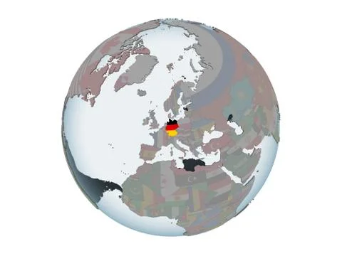 Germany with flag on globe isolated Stock Illustration