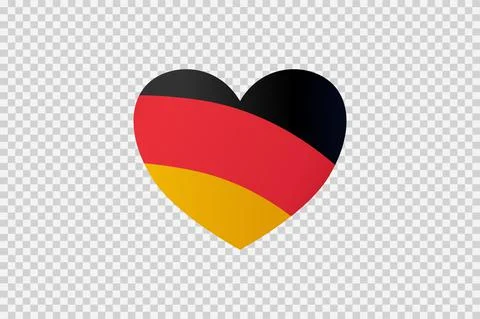 Germany flag in heart shape isolated  on png or transparent  background,Symbo Stock Illustration