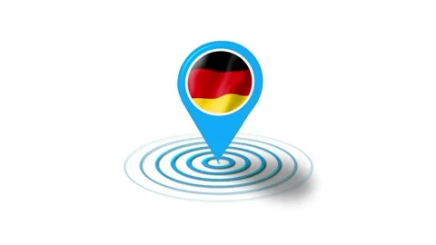 Germany flag icon 3d GPS location tracking animation in white background Stock Footage 264956838