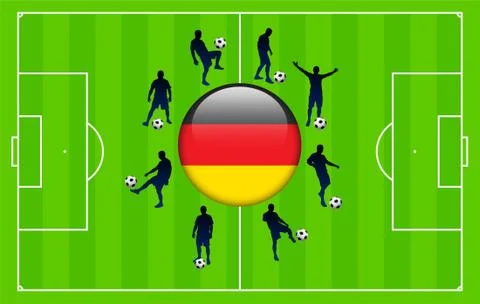 Germany Flag Icon Internet Button with Soccer Match Stock Illustration