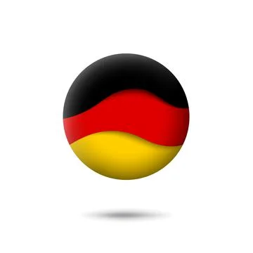 Germany flag icon in the shape of circle. Paper cut. Vector symbol, icon, button Stock Illustration