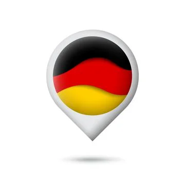 Germany flag icon in shape of pointer, map marker. Vector symbol, icon, button Stock Illustration