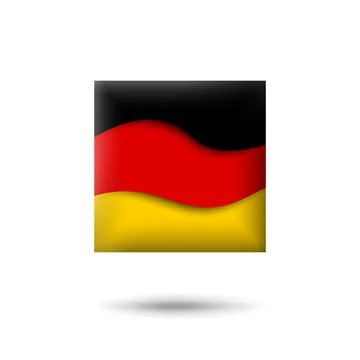 Germany flag icon in the shape of square. Waving in the wind. German tricolor Stock Illustration
