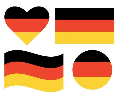 Germany flag isolated in circle shape, square shape, heart shape and waving 스톡 일러스트