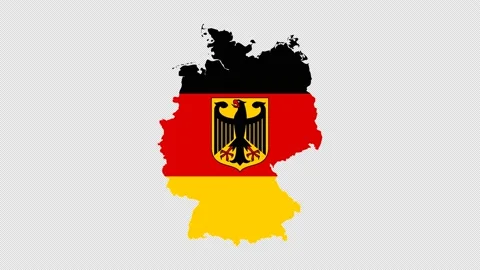 Germany Flag on Map, Germany map white outline Animated Stock Footage 206352240