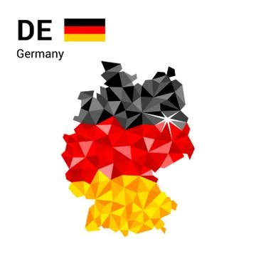 Germany flag map in polygonal geometric style. Stock Illustration