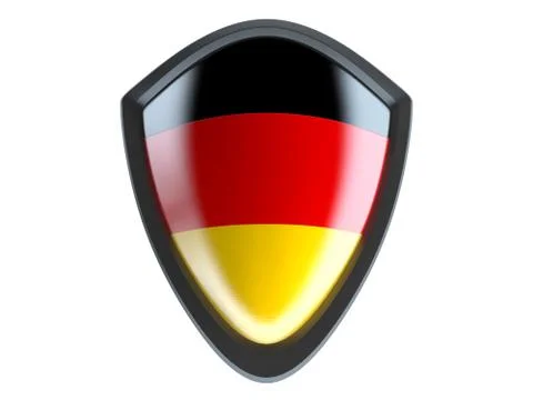 Germany flag on metal shield isolate on white background. Stock Illustration