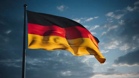 Germany flag moving beautifully under daylight Video stock 317017232