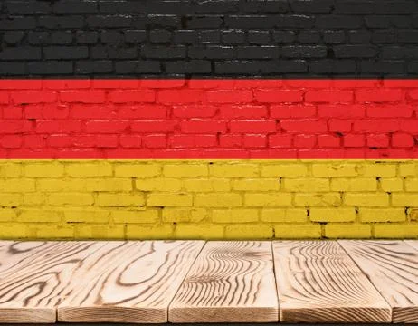 Germany flag painted on brick wall with wooden floor Ilustração Stock