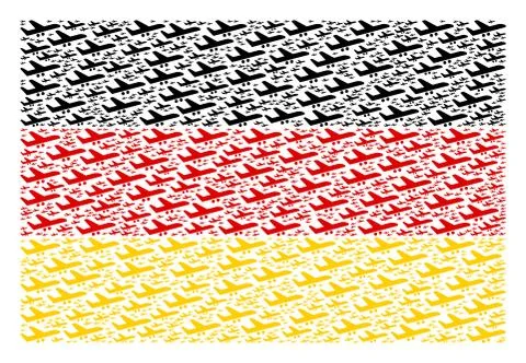 Germany Flag Pattern of Aiplane Icons Stock Illustration
