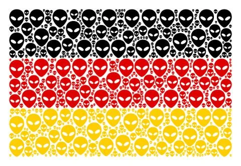 Germany Flag Pattern of Alien Face Icons 스톡 일러스트