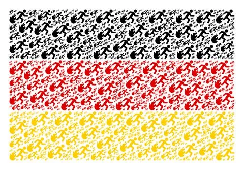 Germany Flag Pattern of Fired Running Man Icons Stock Illustration