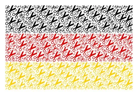Germany Flag Pattern of Scissors Items Stock Illustration
