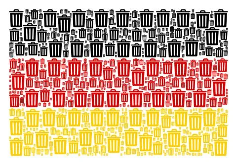 Germany Flag Pattern of Trash Bin Icons Stock Illustration