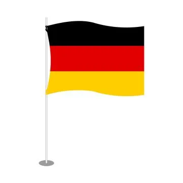 Germany Flag on Pole Standing Black Background Stock Illustration