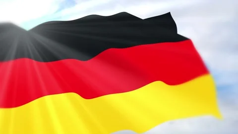 Germany Flag Seamless Loop 4k 60fps on Sky Background Stock Footage 340624390