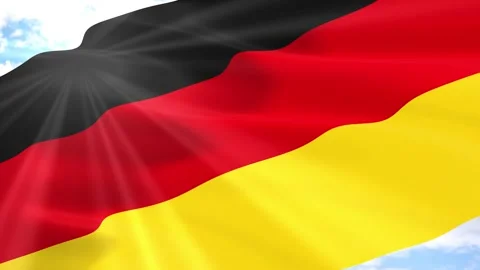 Germany Flag Seamless Loop 4k 60fps on Sky Background Stock Footage 341560218