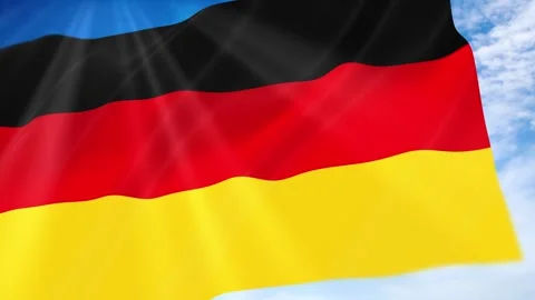 Germany Flag Seamless Loop 4k 60fps on Sky Background Stock Footage 341673104