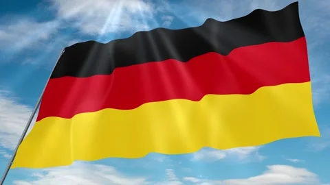 Germany Flag Seamless Loop 4k 60fps on Sky Background Stock Footage 341757134