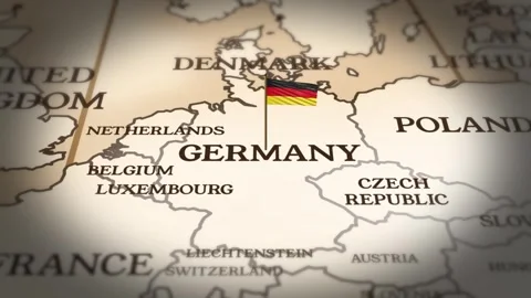 Germany flag showing on world map with 3d rendering Stock Footage 275019138