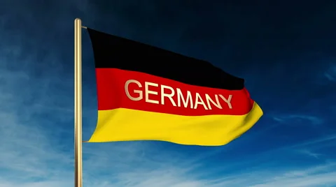 Germany flag slider style with title Germany. Waving in the win with cloud Stock Footage 47605125