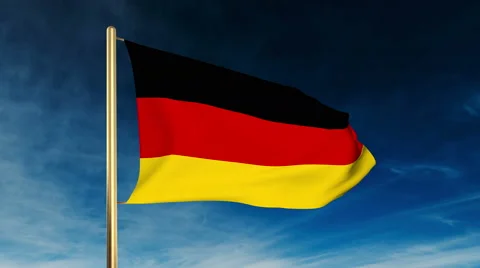 Germany flag slider style. Waving in the win with cloud background Stock Footage 47606836