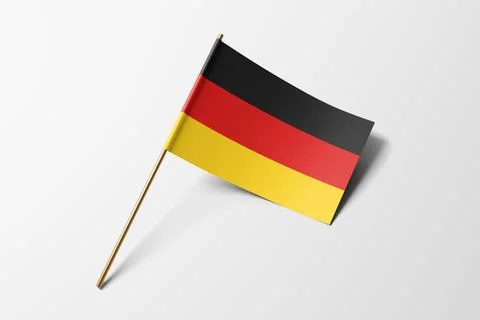 Germany flag of small paper, isolated on white background Stock Photos