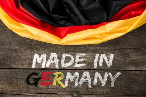 Germany Flag with Text Made in Germany Stock Photos