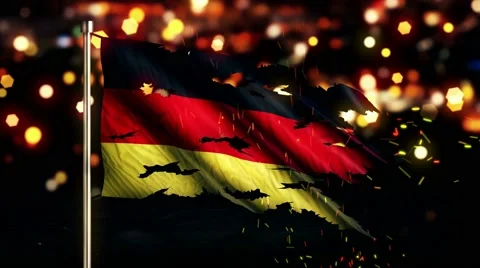 Germany Flag Torn Burned War Freedom Loop Animation - 4K Resolution Ultra HD UHD Stock Footage 41618364
