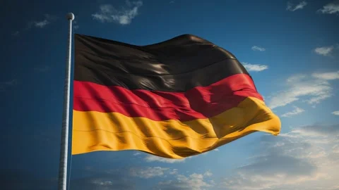 Germany flag waving against sunset sky Video stock 317017258