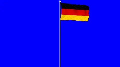 Germany Flag Waving Fluttering on Wind Loopable Green Blue Screen Matte Stock Footage 77580629