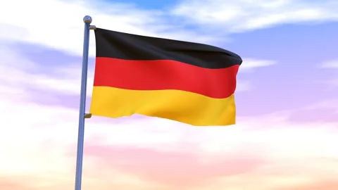 Germany Flag waving in the high wind Stock Footage 153869835