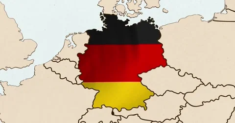 The germany flag waving inside the country on a world map Stock Footage 339033217