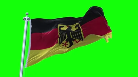 Germany Flag Waving in Loopable and Textured green screen background Stock Footage 296876678